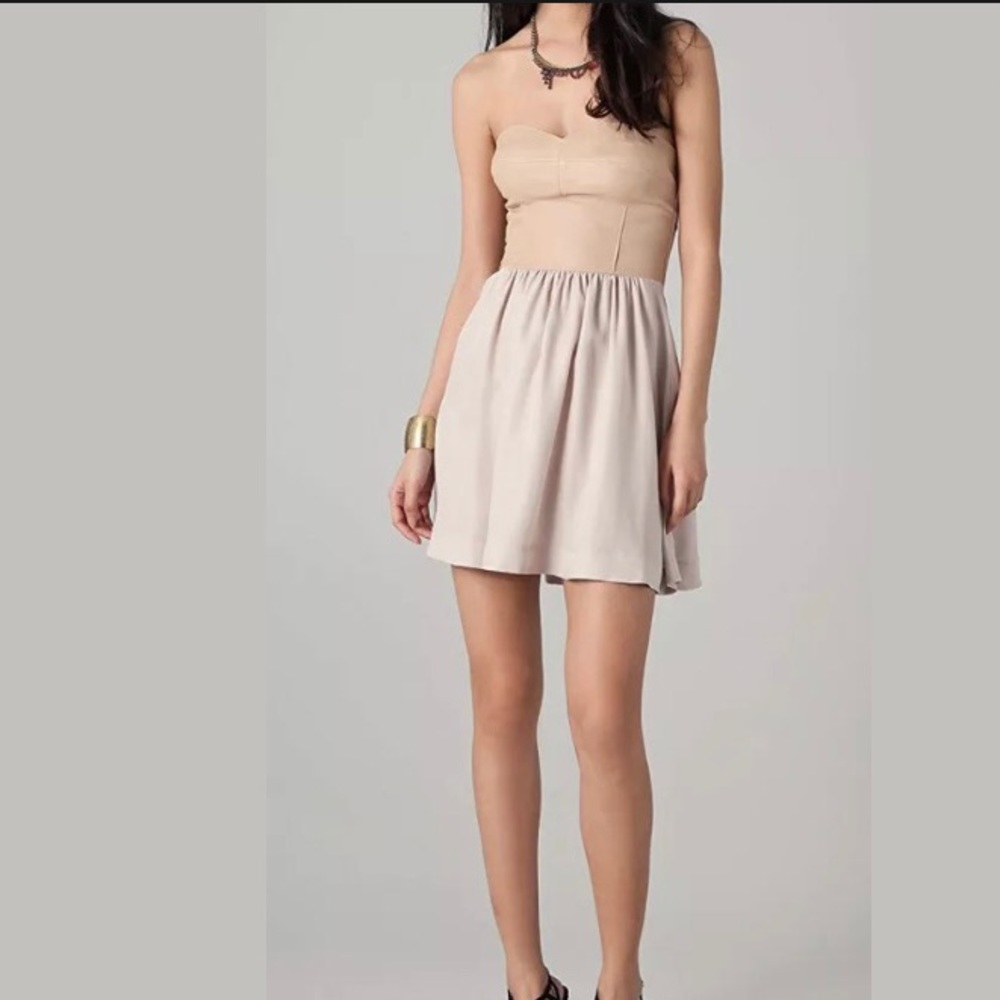 Rebecca Taylor Lil Bit strapless dress leather 4